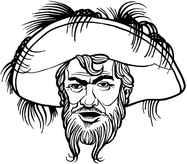 Bearded man in floppy hat vinyl sticker. Customize on line. Faces 035-0217